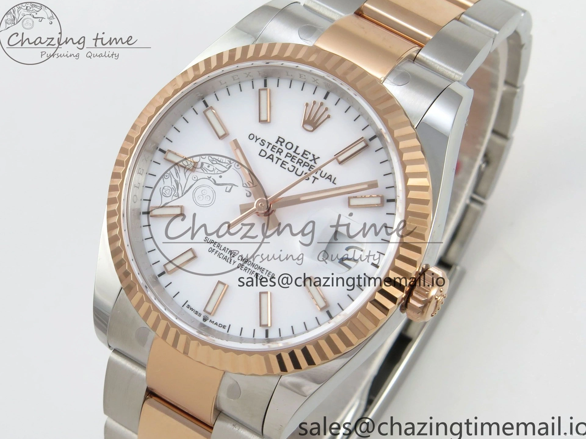 0415 DateJust 36 SS RG ARF 1:1 Best Edition 904L Steel White Stick Dial on Oyster Bracelet SH FashionForward 84